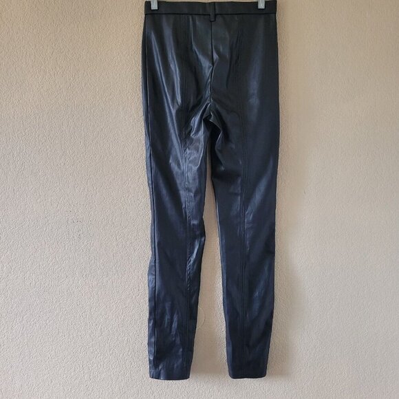 Jason Wu Faux Leather Black High Waist Straight Leg Split Ankle Pants Small New - Picture 13 of 13